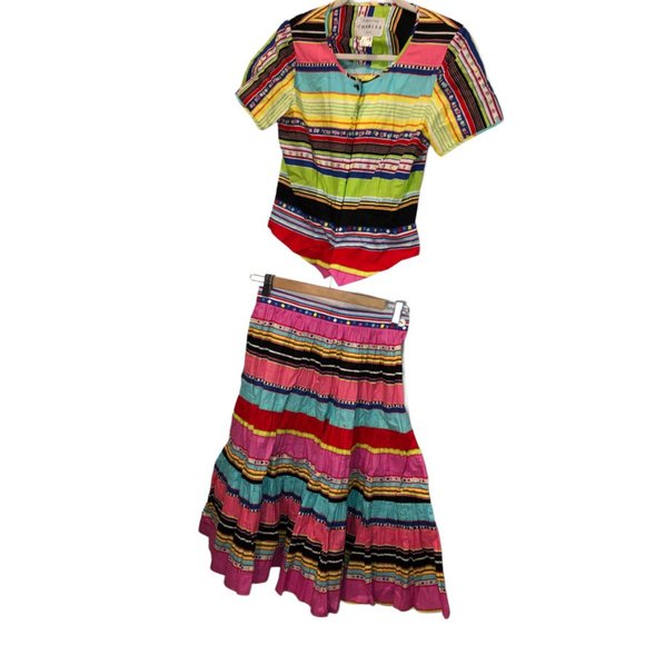 Caroline Charles LONDON multi colored Mexiacana Wedding cotton flamenco … - Picture 4 of 4